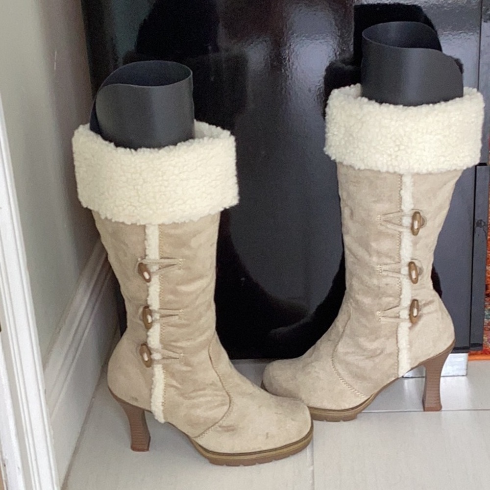 Shearling Heeled Boots